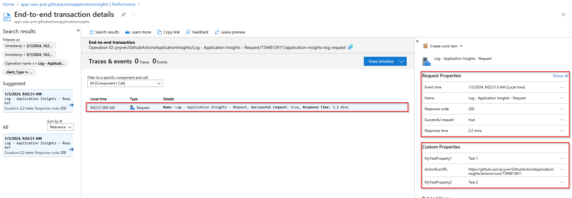 Request Operation Application Insights