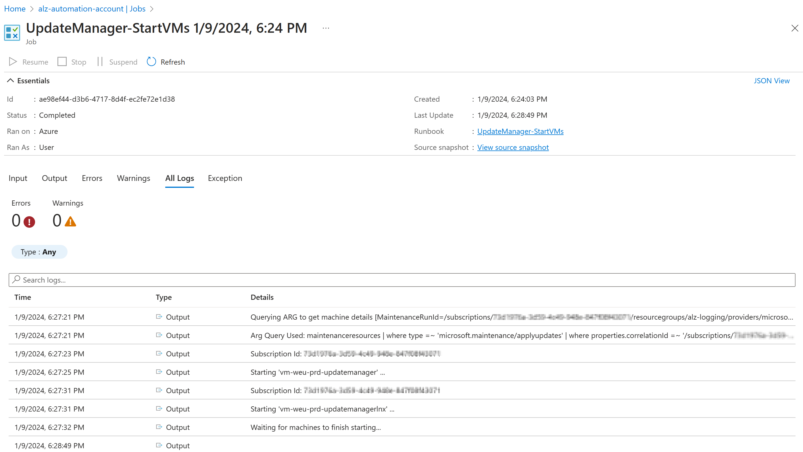 start vm job
