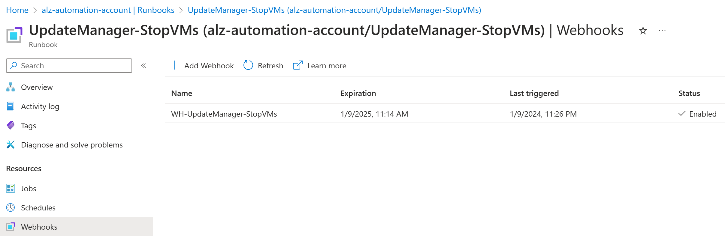 webhook stop vm